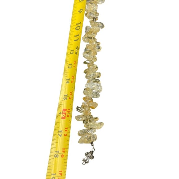 Polished Citrine Bead Choker Necklace Sterling Silver 18” Yellow Heavy - Picture 6 of 6